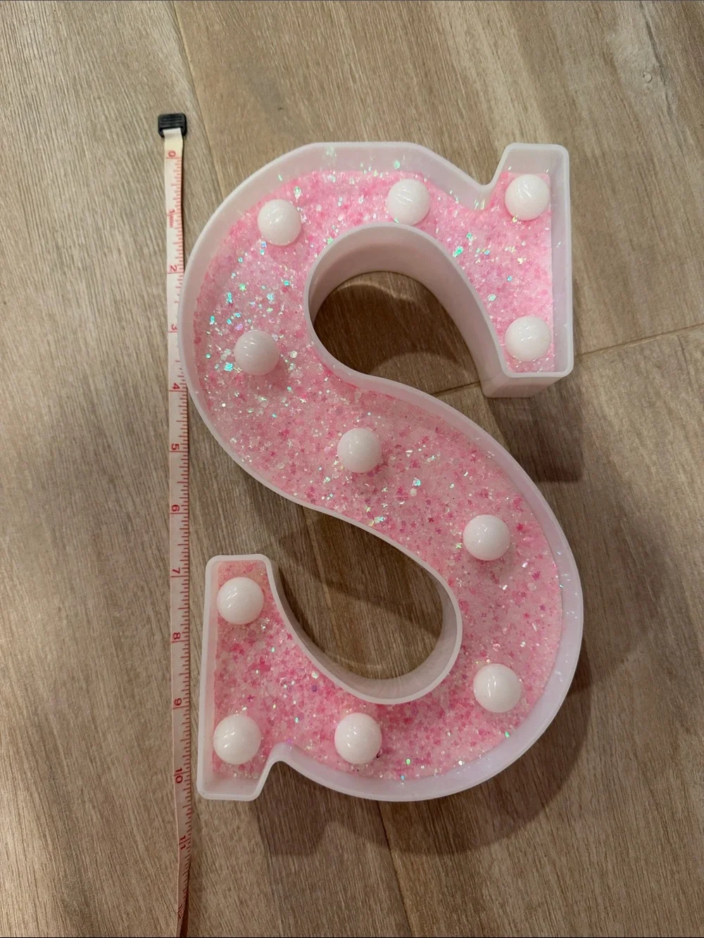 Pink Glitter Letter S Party Light - Home Party Supplies